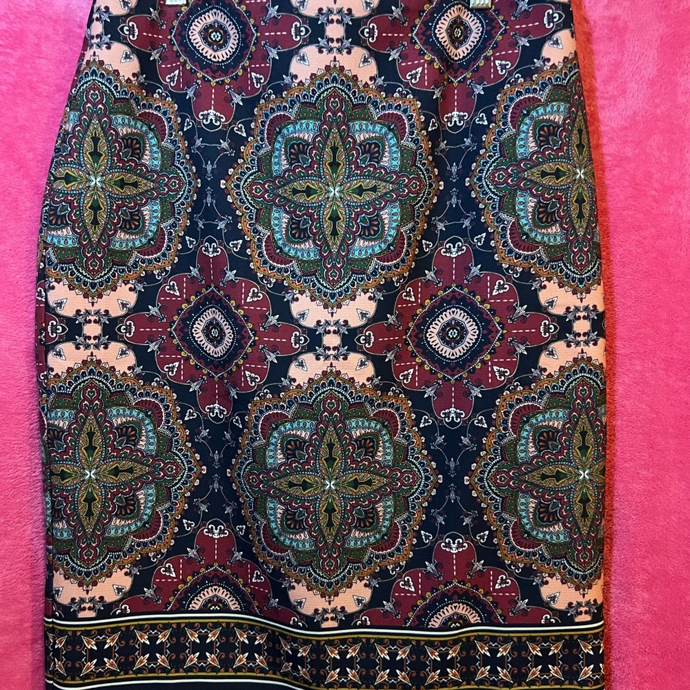 Talbots Multicolor Patterned Pencil Skirt